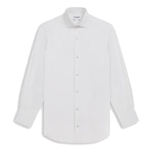 T.M. Lewin White Poplin Stretch Slim Fit Single Cuff Shirt
