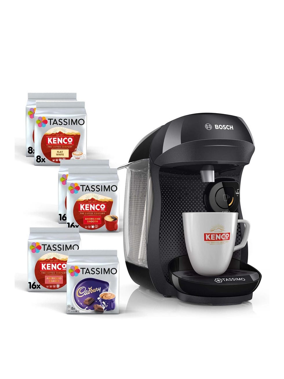 Happy Pod Coffee Machine & Kenco/Cadbury Drinks Bundle
