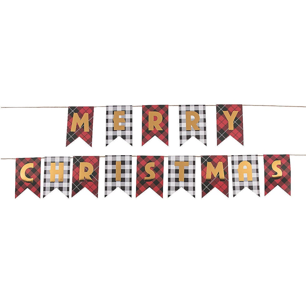 Buffalo Plaid Merry Christmas Party Banners