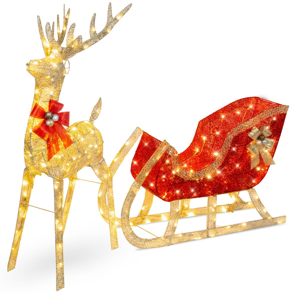 Lighted 4-foot Reindeer & Sleigh 