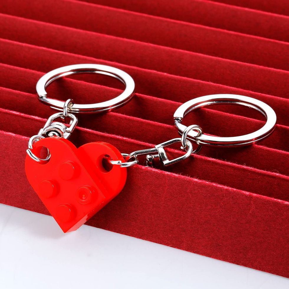 Lego Heart Keychain, Personalized Keychain, Couples Gift