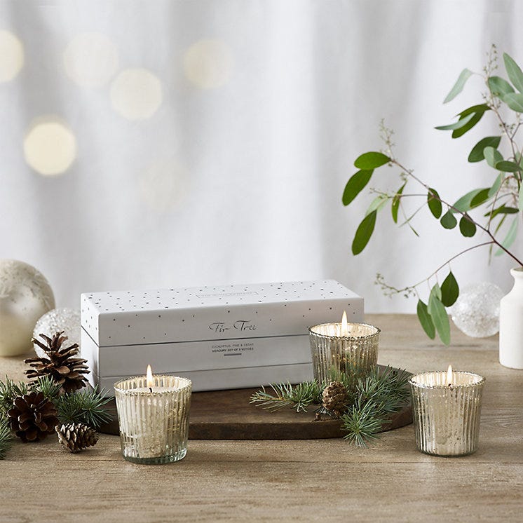 Fir Tree Mini Votive Mercury Candles – Set of 3
