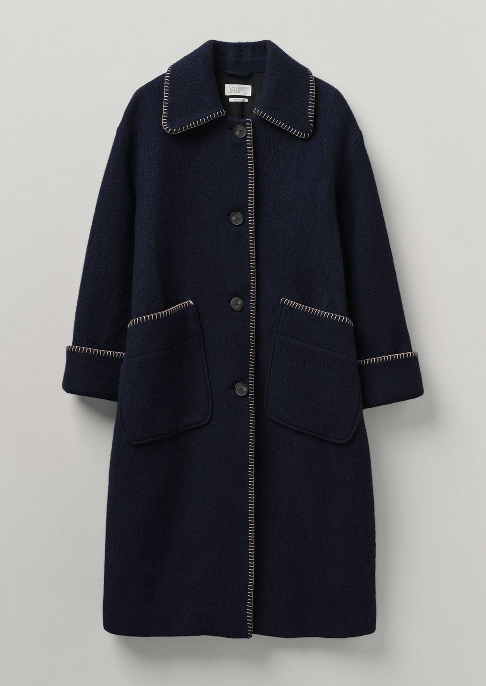 Blanket Stitch Indigo Coat