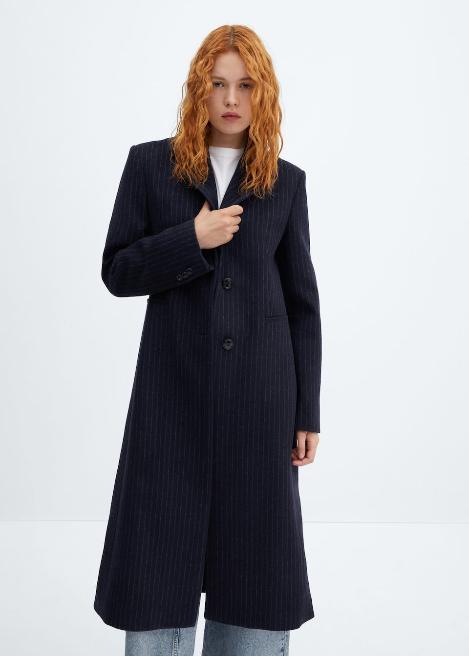 Striped wool coat