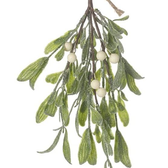 Large Artificial Frosted Green Christmas Mistletoe
