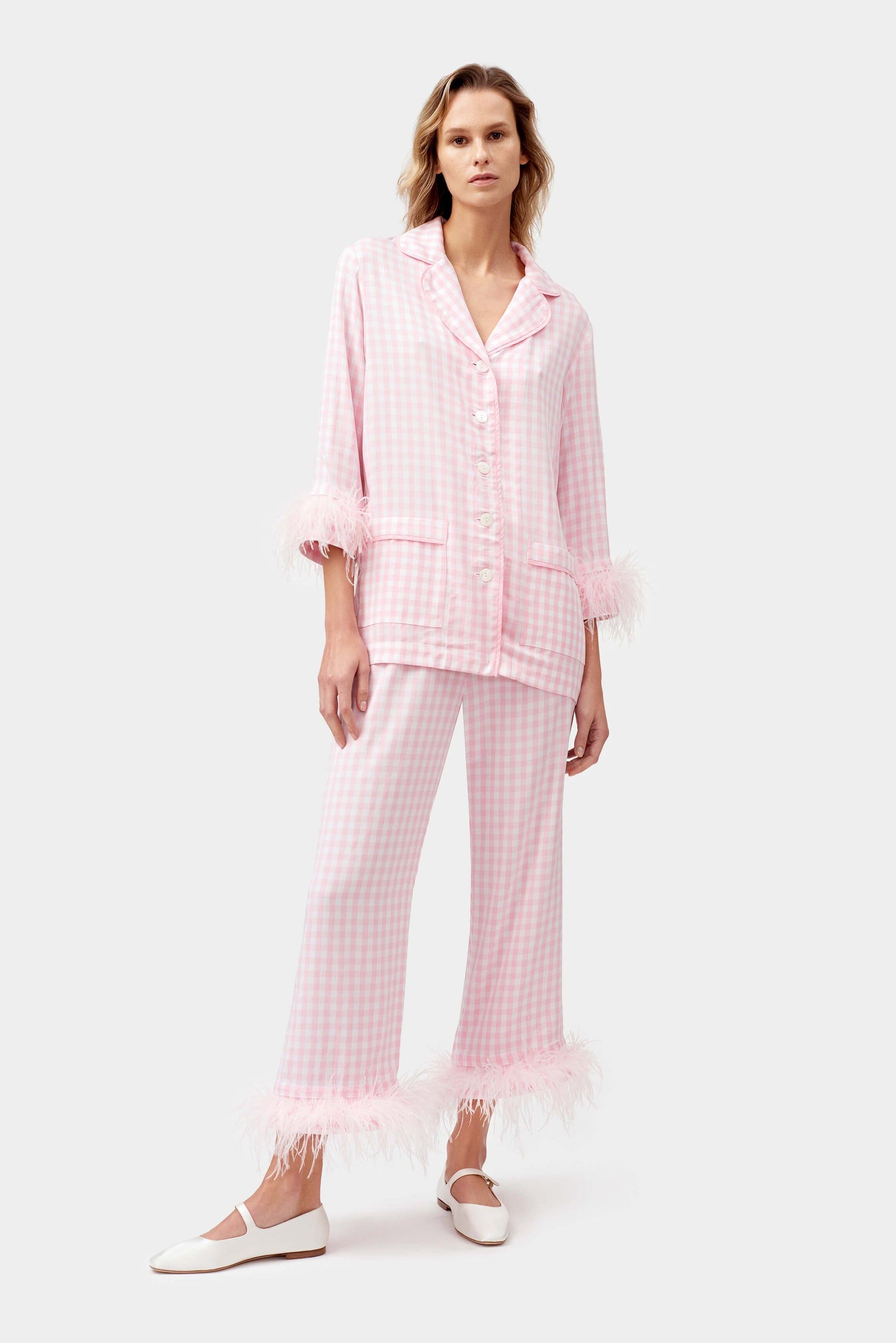 Motivational sleeper striped pajama outlet set