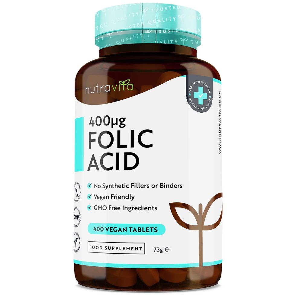 Folic Acid Tablets 400 mcg - 400 Vegan Vitamin B9 Tablets - 13 Month Supply - Pregnancy Care - Normal Function of Immune System & Maternal Tissue Growth During Pregnancy - Made in The UK by Nutravita