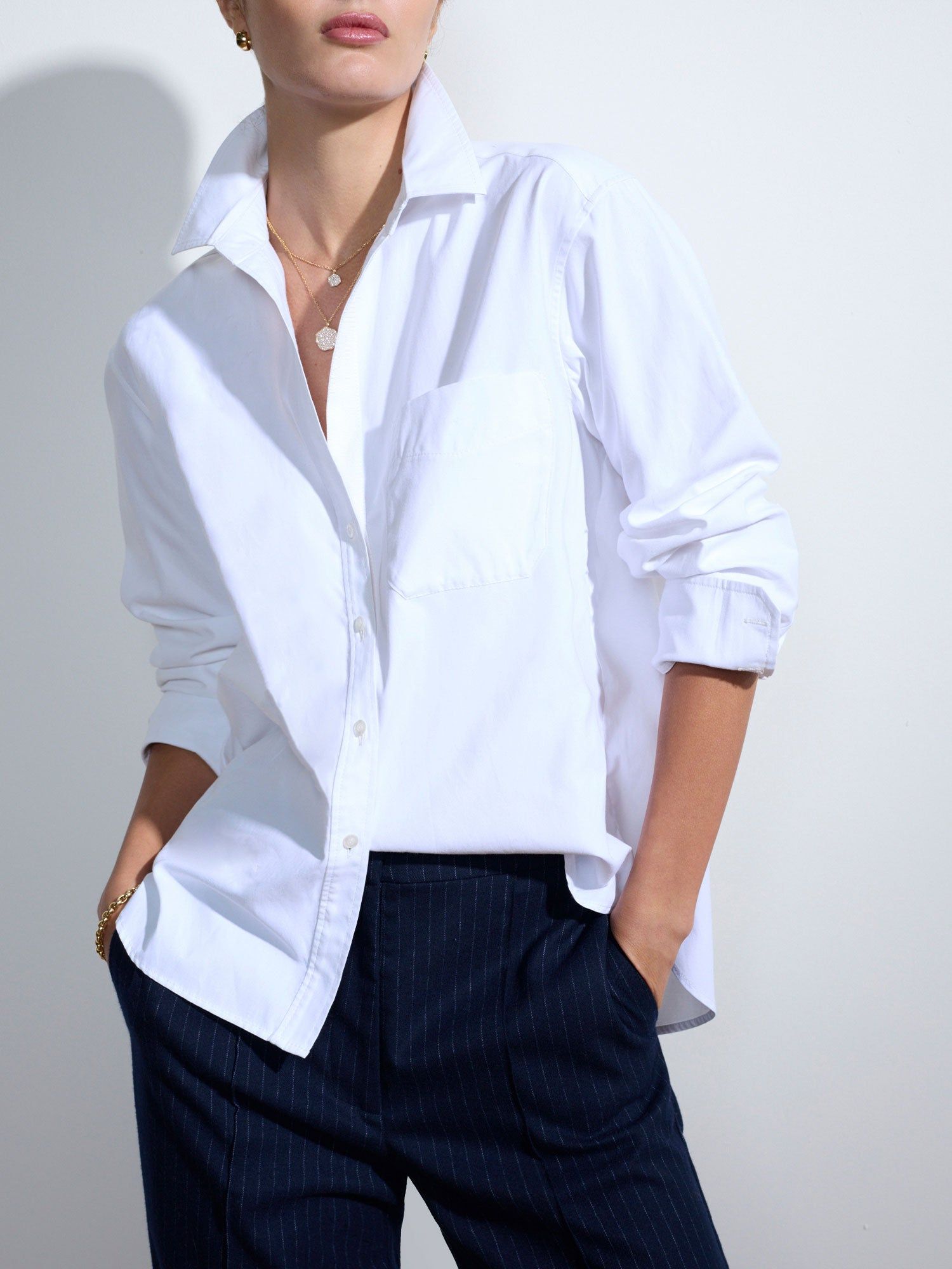 Long best sale white shirt