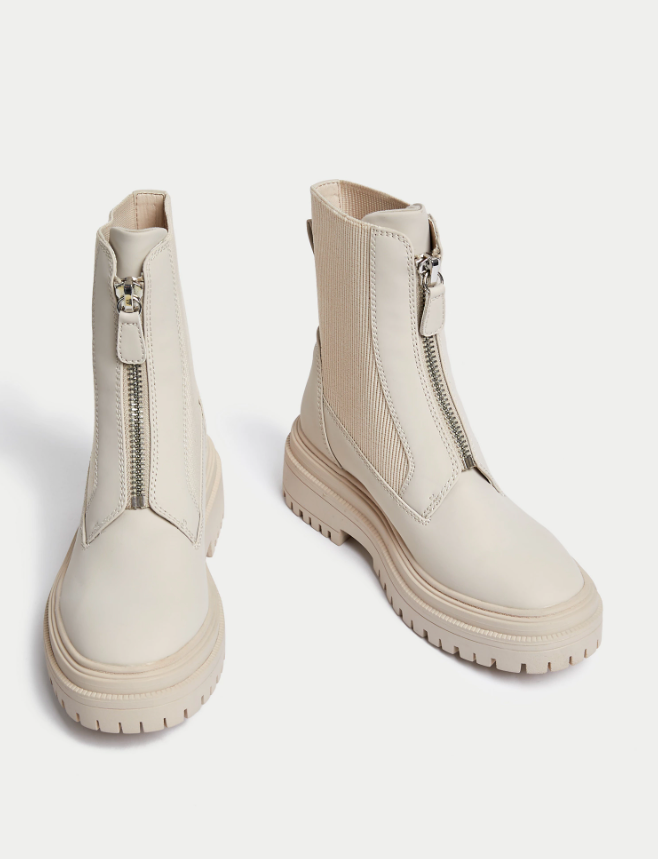 M&s cream ankle store boots