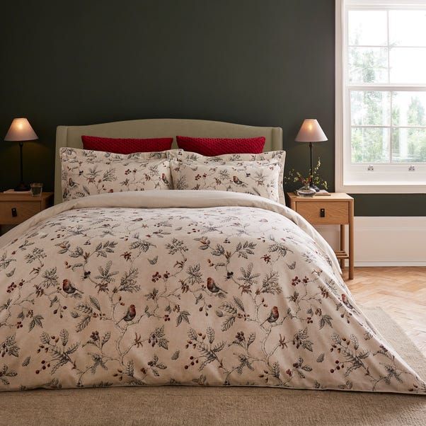 Dorma Brushed Cotton Woodland Robin Duvet Cover & Pillowcase Set