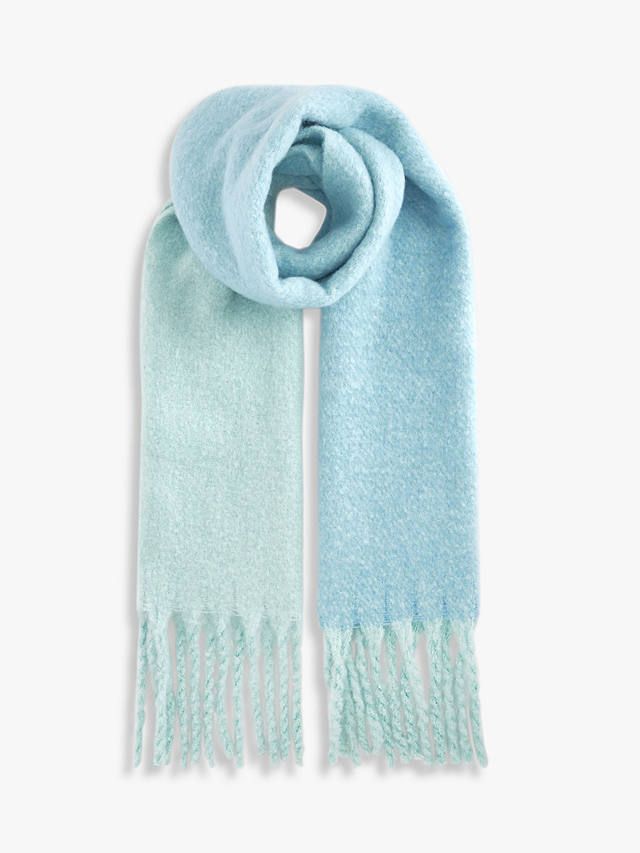 Fluffy Ombre Recycled Poly Scarf, Blue