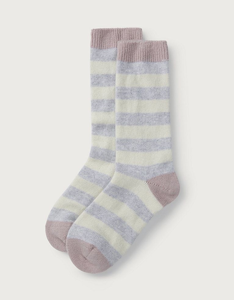 Stripe Cashmere Bed Socks