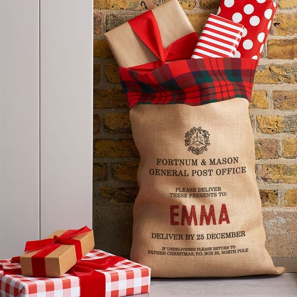 Personalised Tartan Hessian Santa Sack, Large
