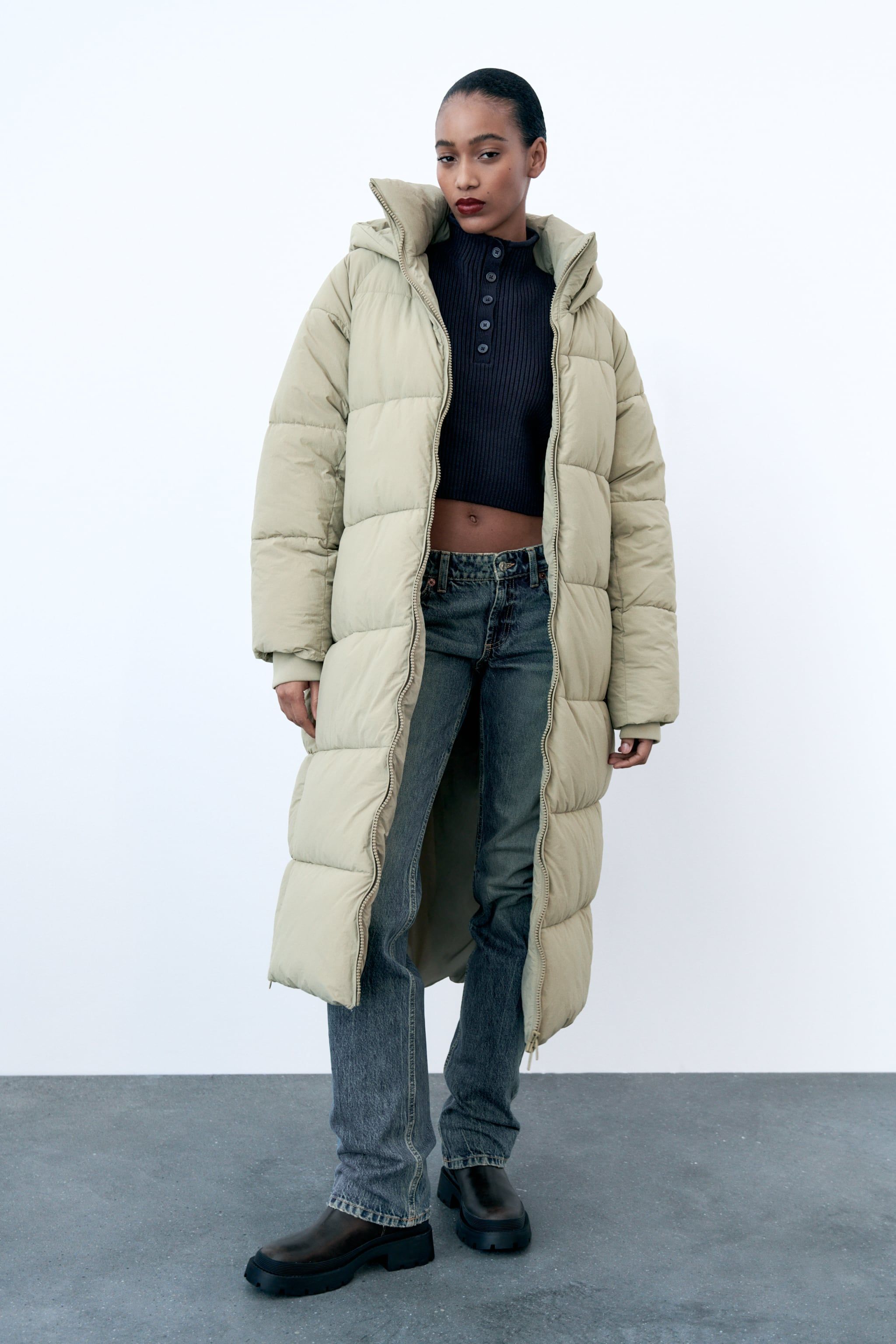 Zara longline cheap puffer coat