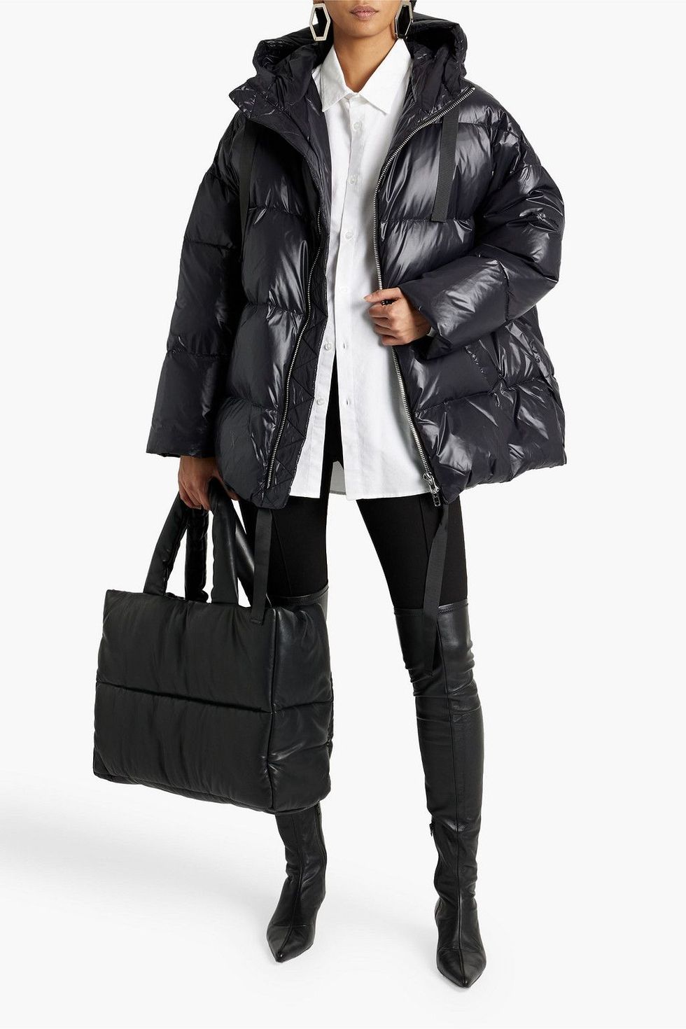 Adeline Oversized Quilted Shell Hooded Down Jacket