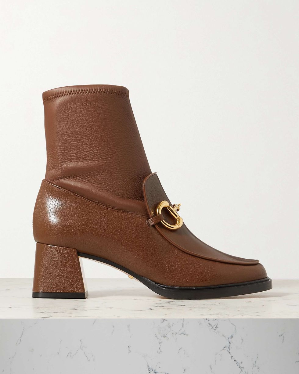 Horsebit-Detailed Leather Ankle Boots