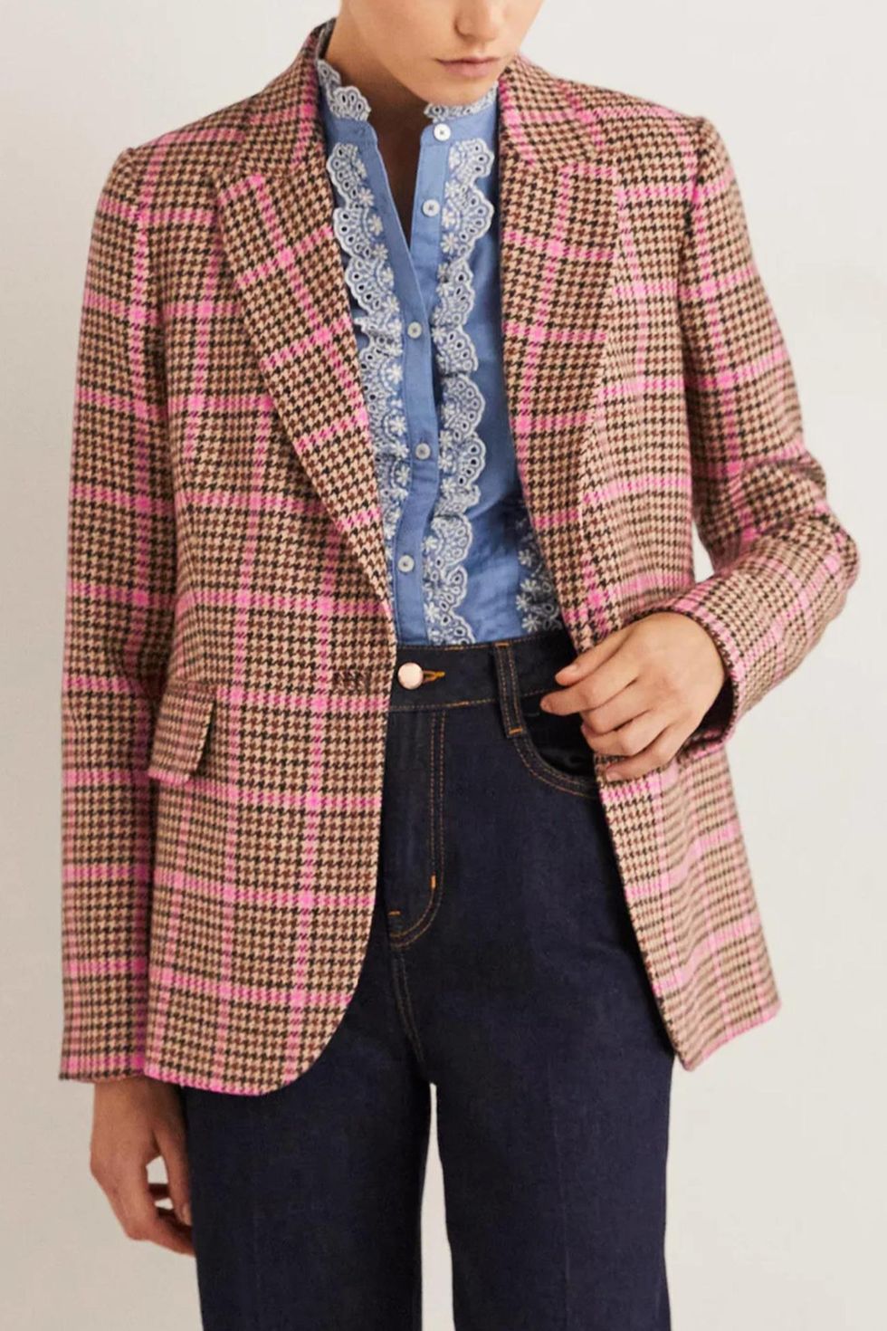 Single Button Tailored Wool Blend Blazer