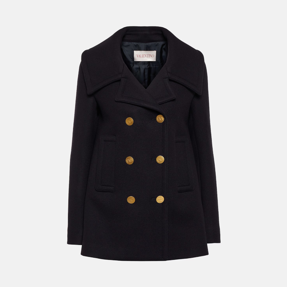 Double-Breasted Wool-Blend Peacoat