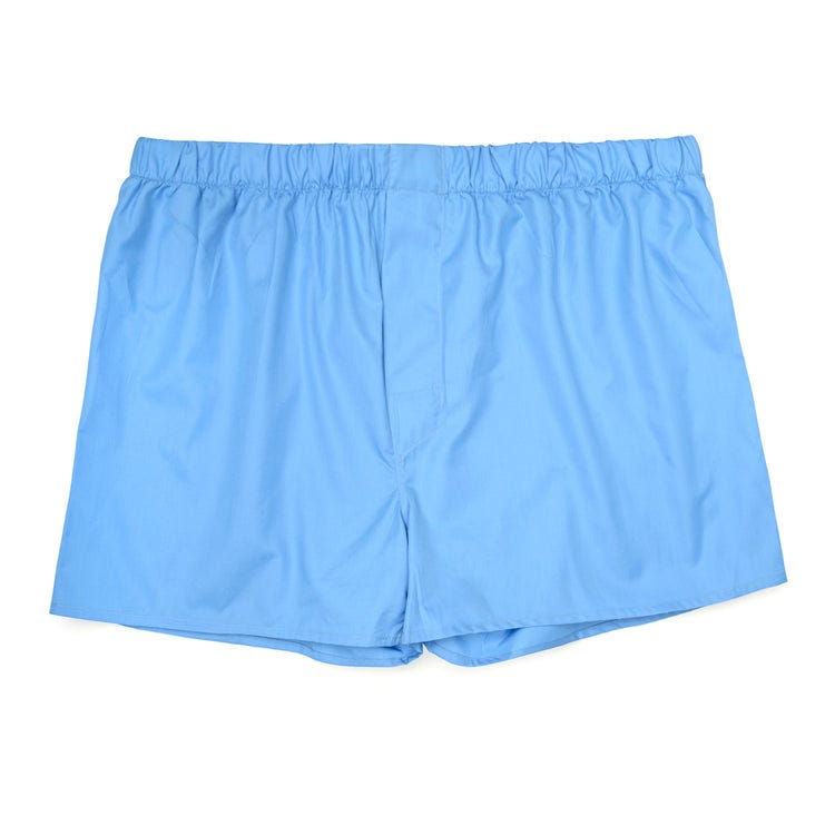 Plain Cotton Classic Boxer Shorts in Saxe Blue