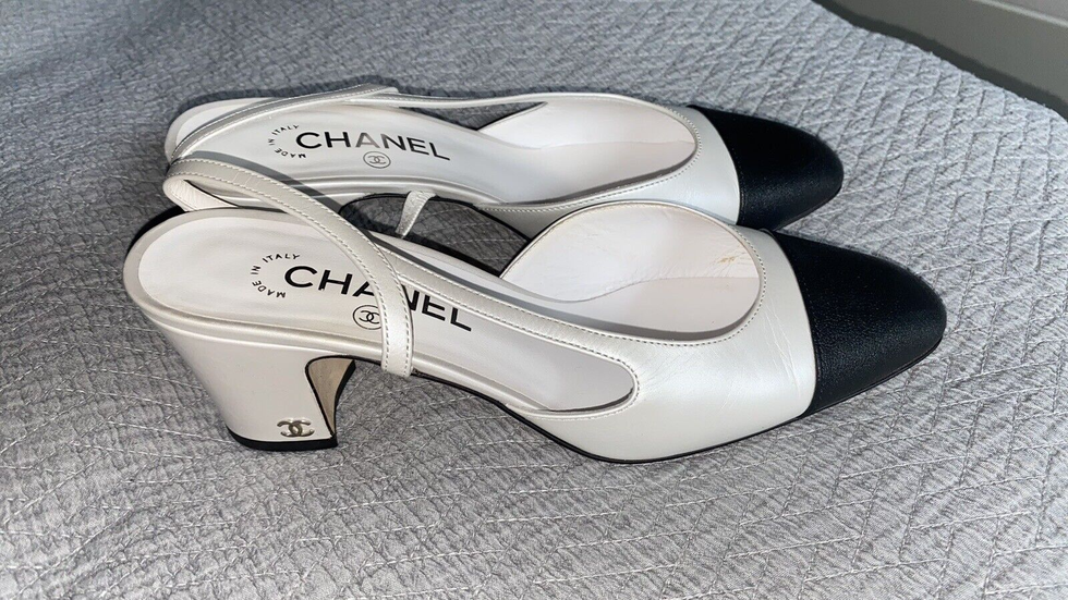 Black Chanel Women's Suit with White Heels