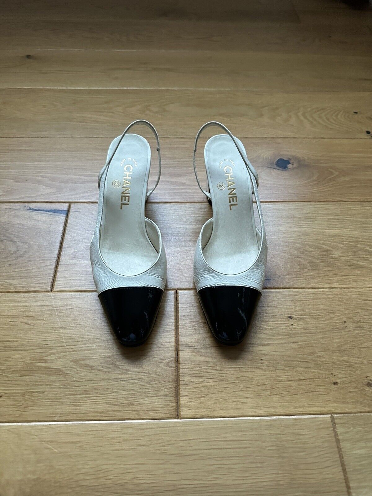 Black and white sales slingback