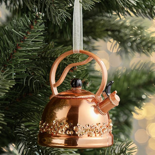 Christmas Cottage Copper Kettle Tree Decoration