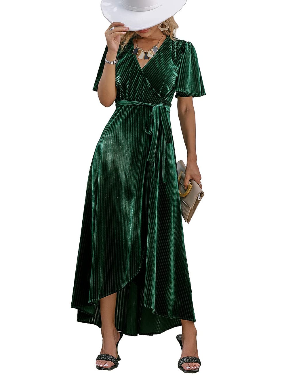 Velvet Wrap Maxi Dress 