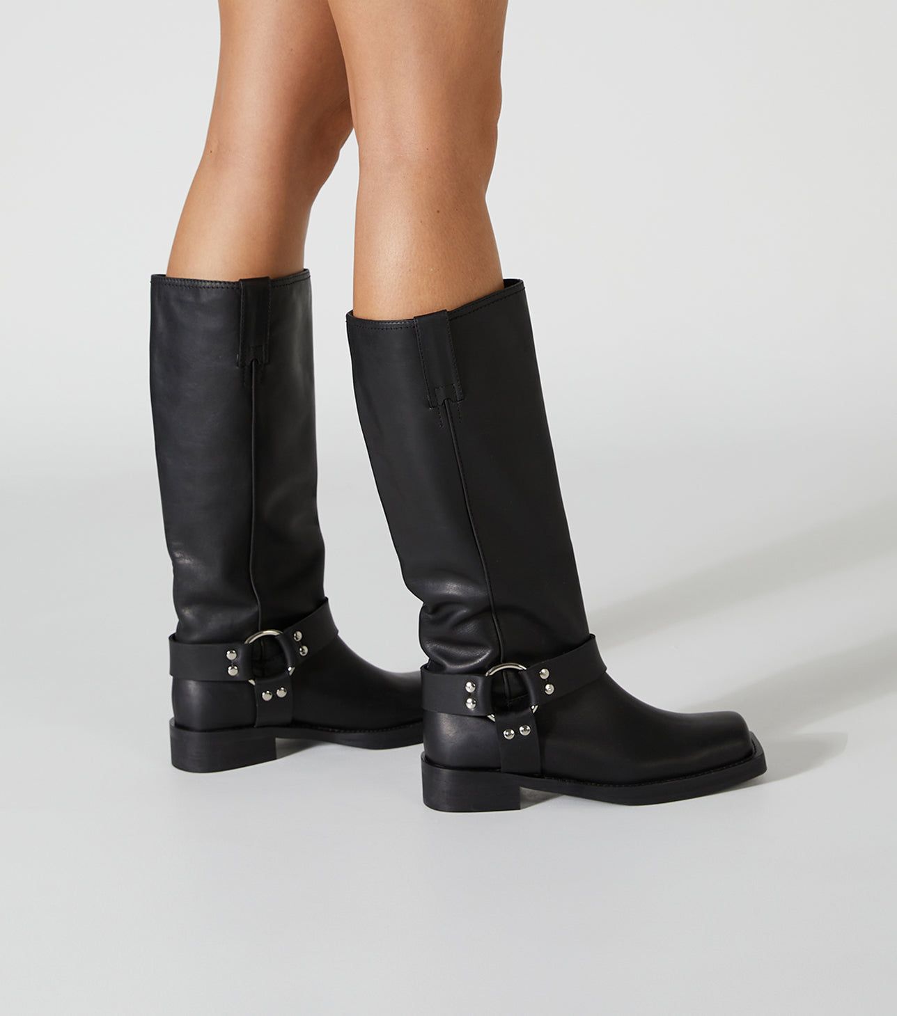 Womens knee shop high biker boots