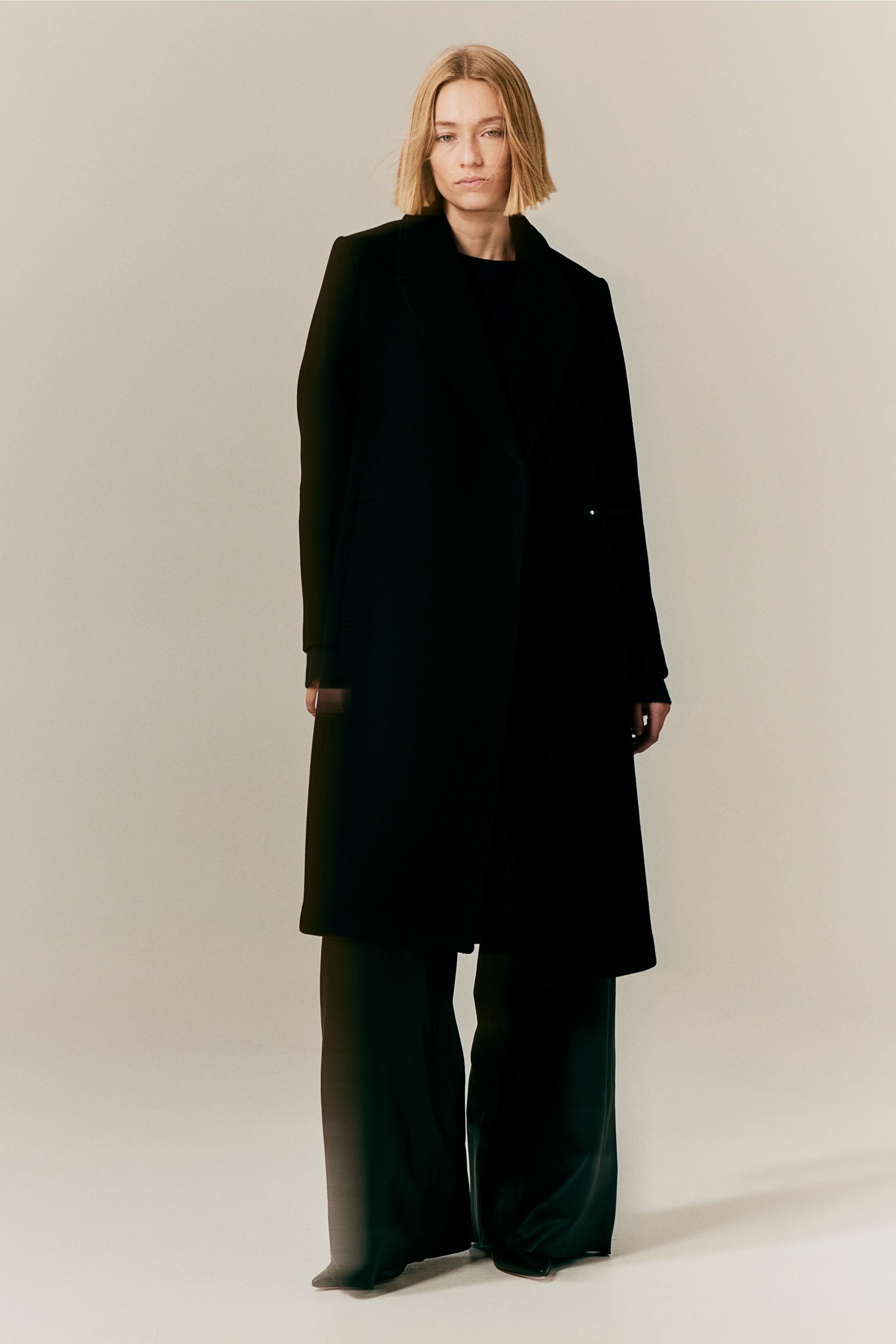 H&m black 2024 wool coat