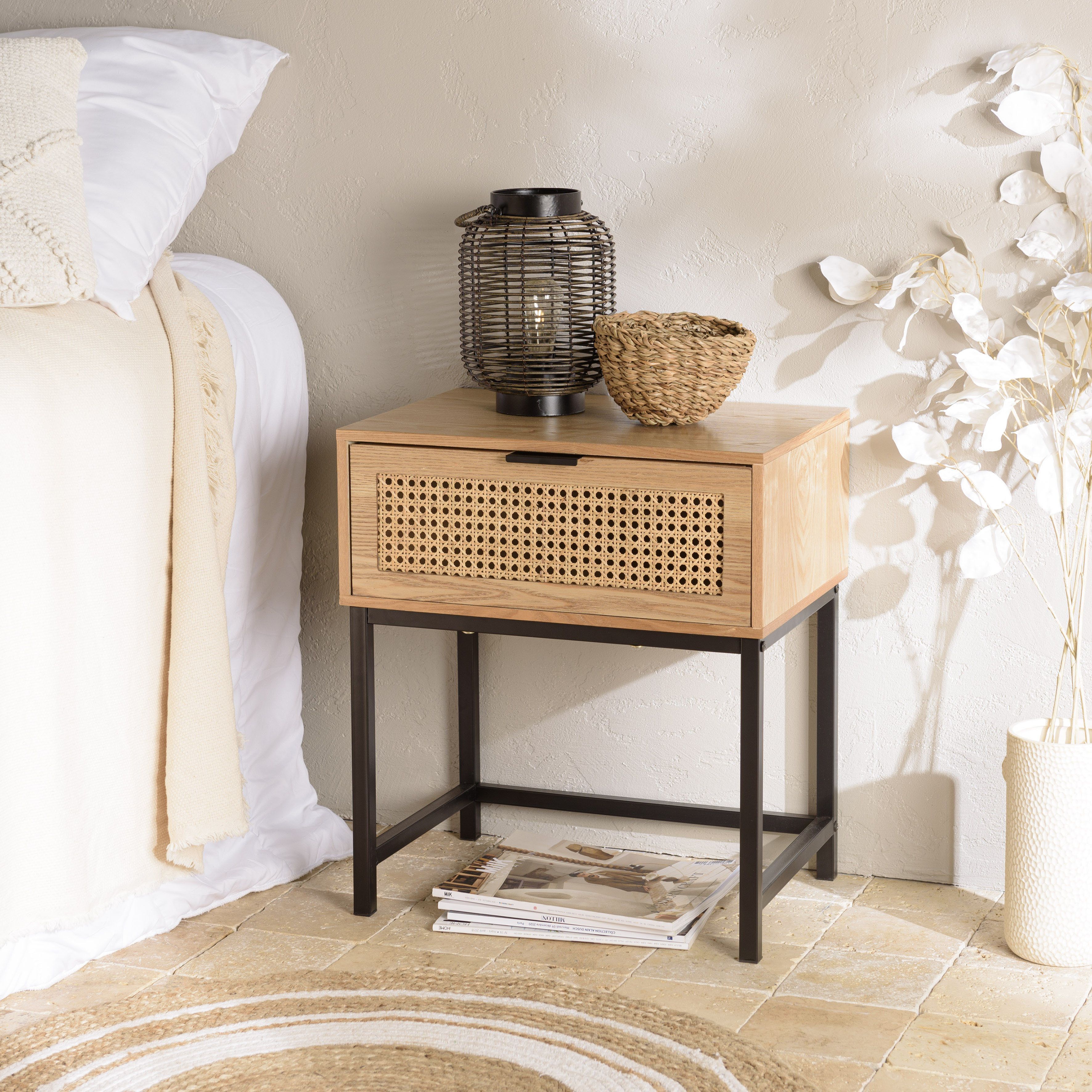 Small wicker bedside deals table