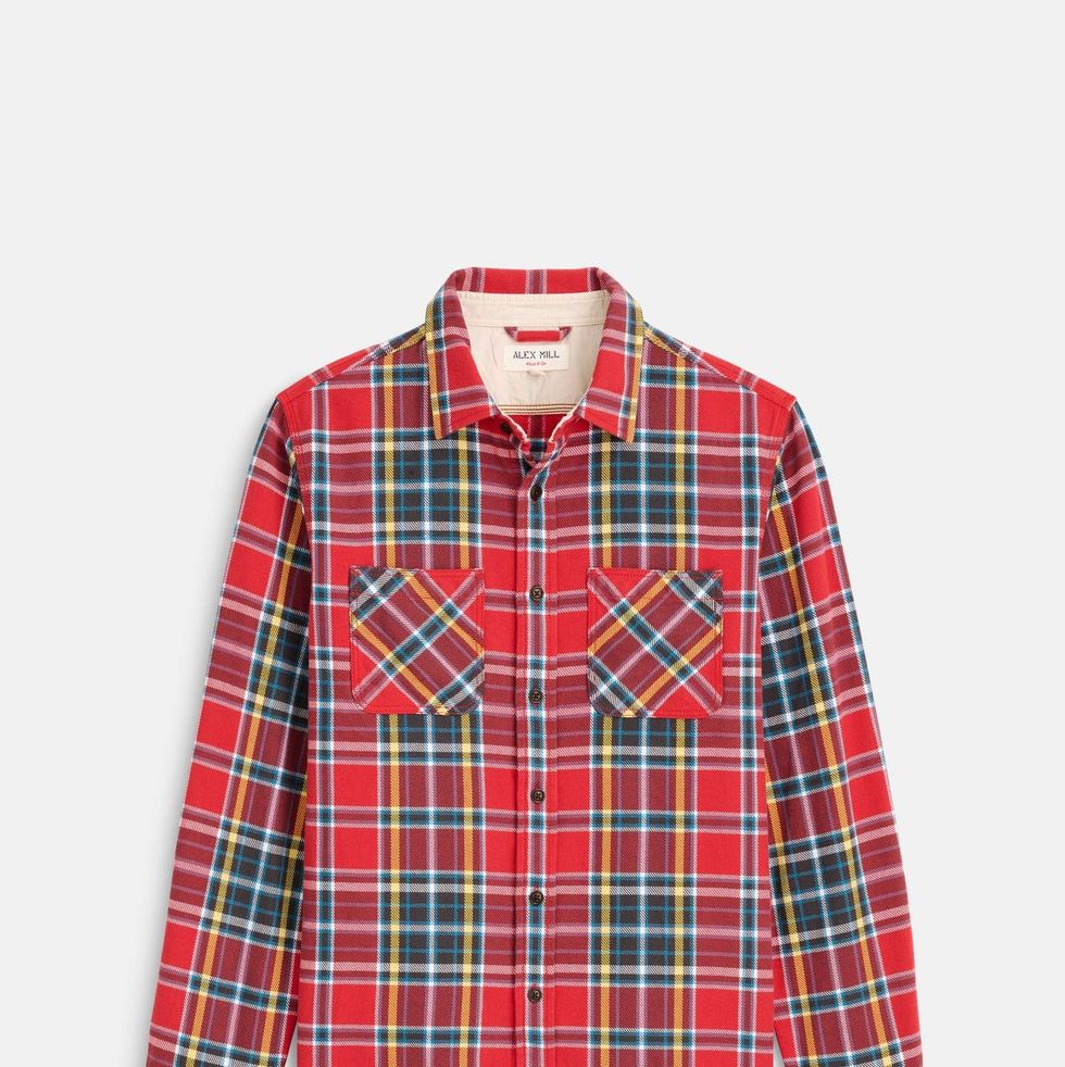 RED AND WHITE BRUSHED FLANNEL PLAID SHIRT, CHILD