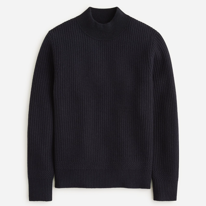 Ribbed Wool Mockneck Sweater