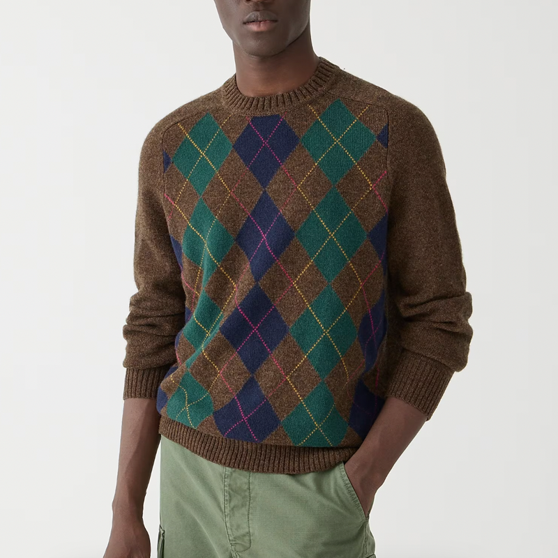 Merino Wool-Blend Sweater in Argyle