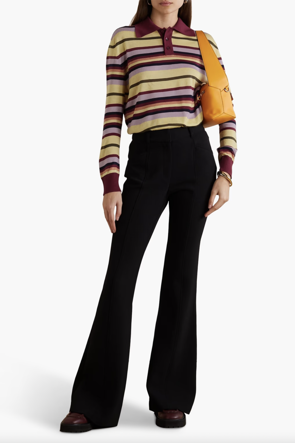 Striped Wool and Silk-blend Polo sweater