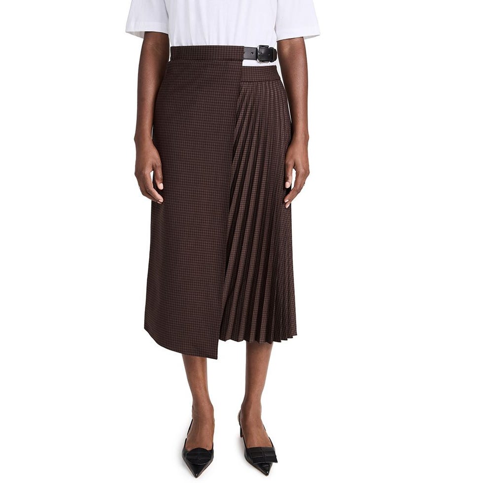 Jett Suiting Pleated Wrap Skirt