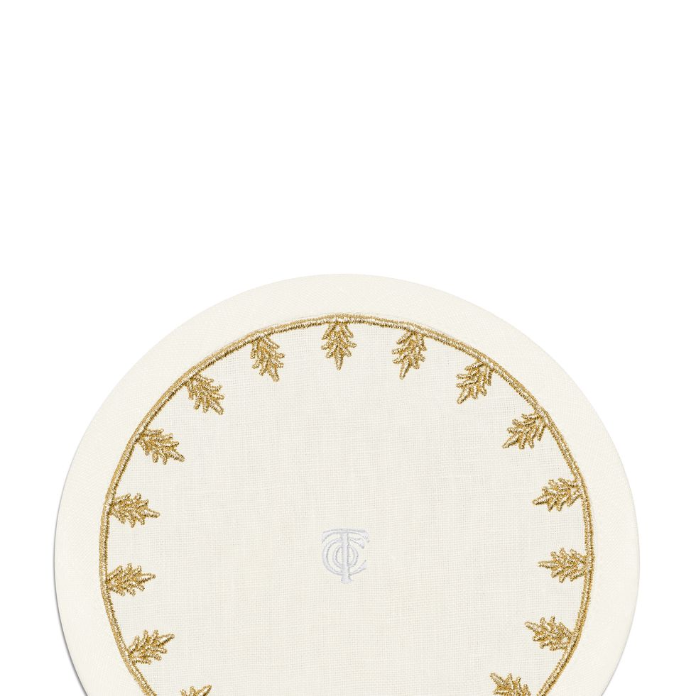 Crest Embroidered-Linen Coaster