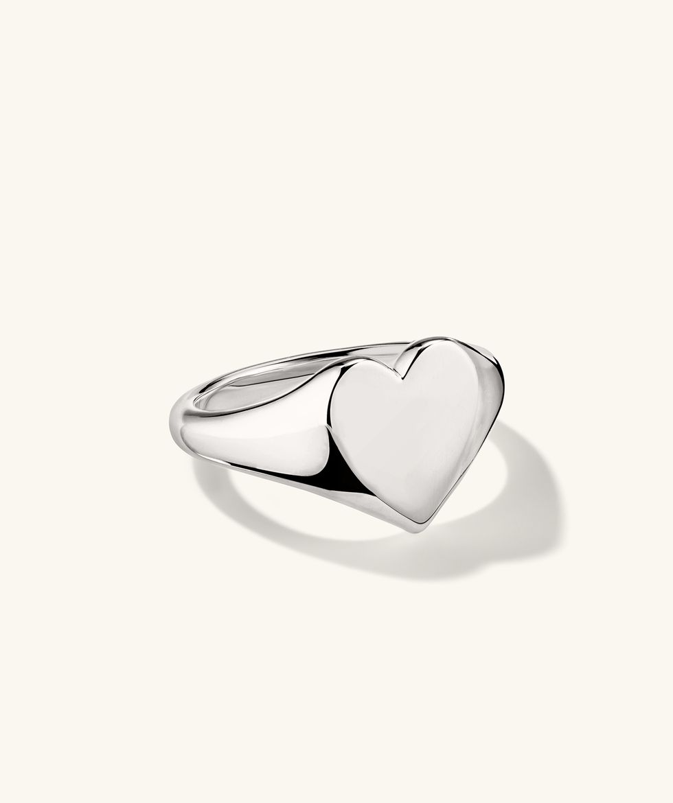 Large Heart Signet Ring Silver