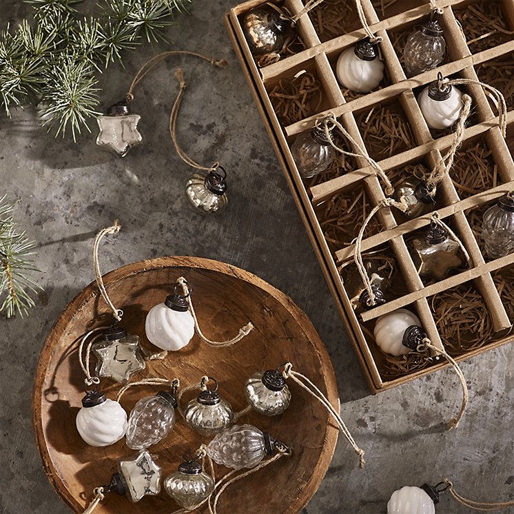 The White Company Mixed Mini Baubles, Set of 24