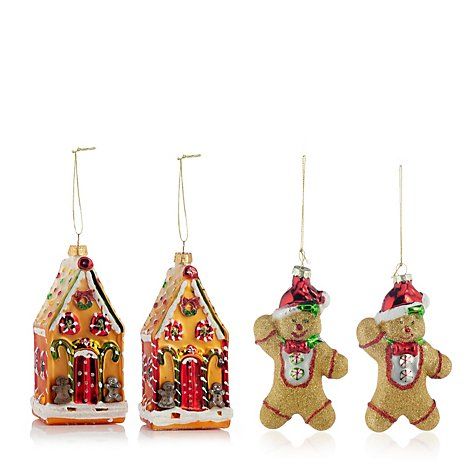 QVC Gingerbread Hanging Decorations, Set of 4