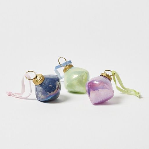 Oliver Bonas Recycled Glass Christmas Baubles, Set of 3