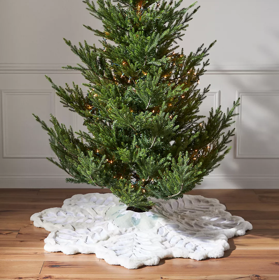 Anthropologie Snowflake Faux Fur Christmas Tree Skirt