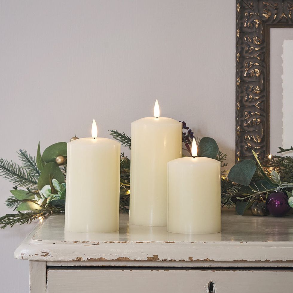 TruGlow® Ivory LED Pillar Candle Trio –