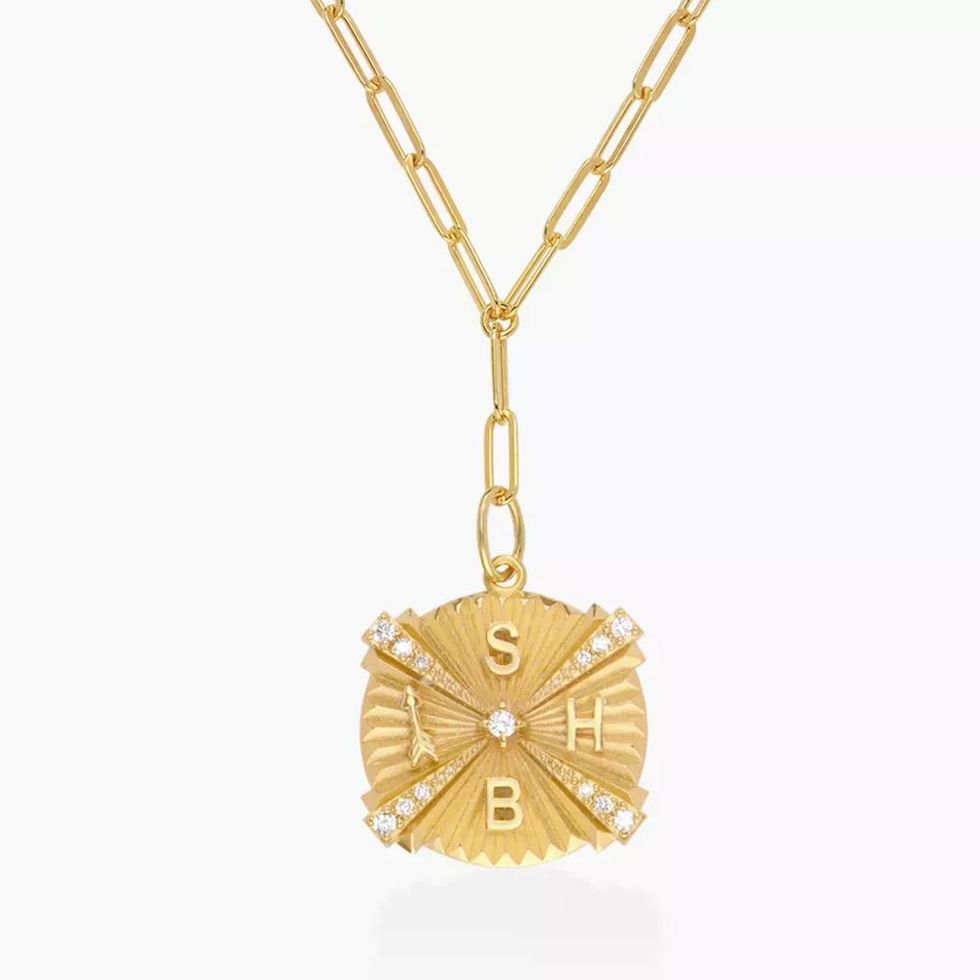 Shining Tyra Initial Medallion Necklace with Diamonds 