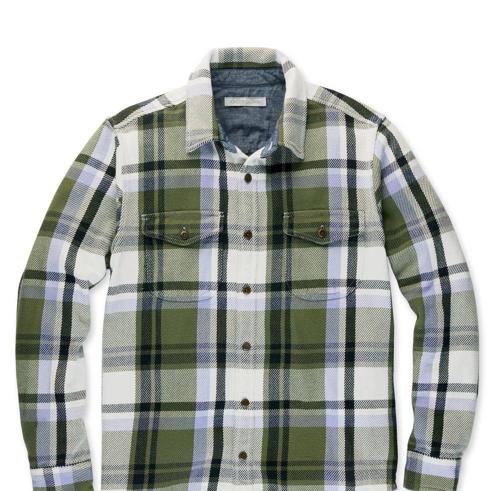 Flannel Button-Up Shirt for Tall Women in Emerald and Navy