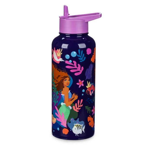 The Little Mermaid Stainless Steel Water Bottle with Built-In Straw 