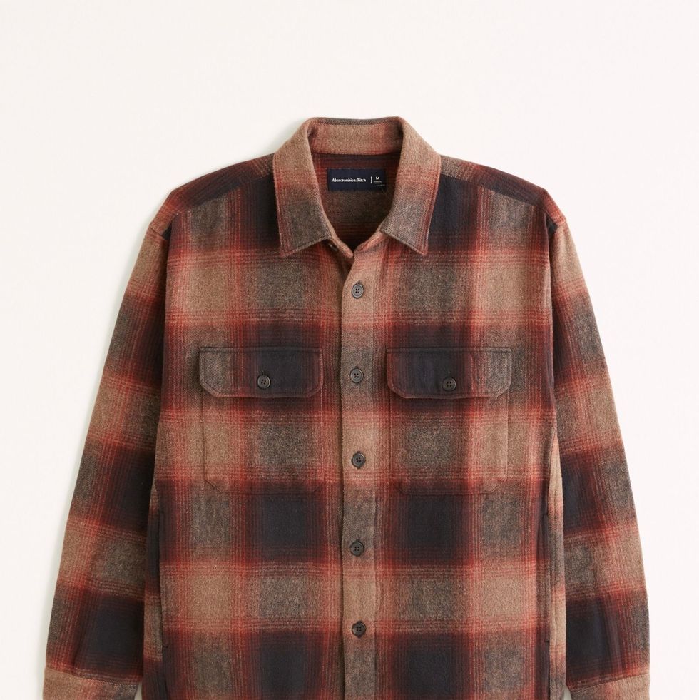 Plaid Flannel Shirt Red Button Down Flannel Shirt Jacket With Curved Hem  Plaid Shirt Jacket With Front Pocket -  Canada