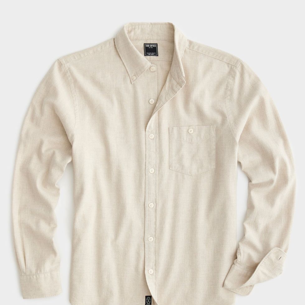 Heathered Flannel Button-Down Shirt 