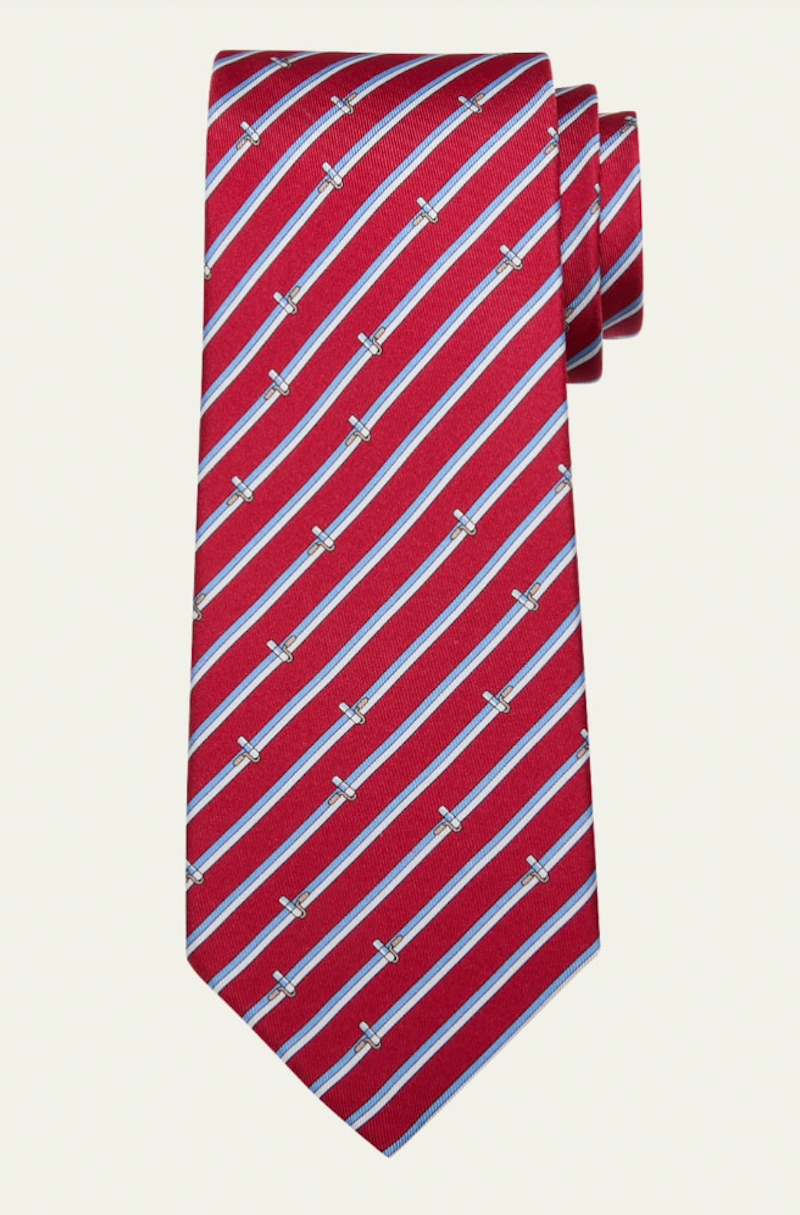 Roller Stripe-Print Silk Tie