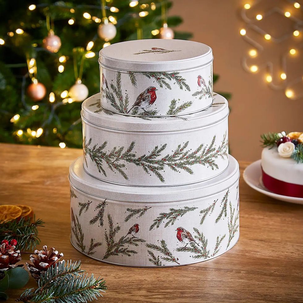 Set of 3 Winter Robin Cake Tins