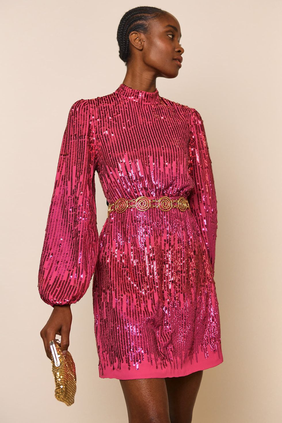 Georgina Sequin Maxi Dress with Recycled Polyester Gold, Evening Dresses